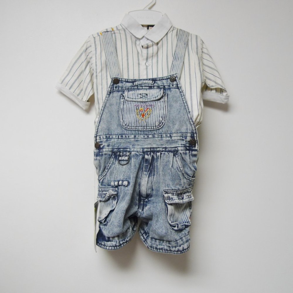 VTG 80s Body Gear 2-pc acid wash short overall